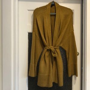 Ann Taylor gold belted cardigan